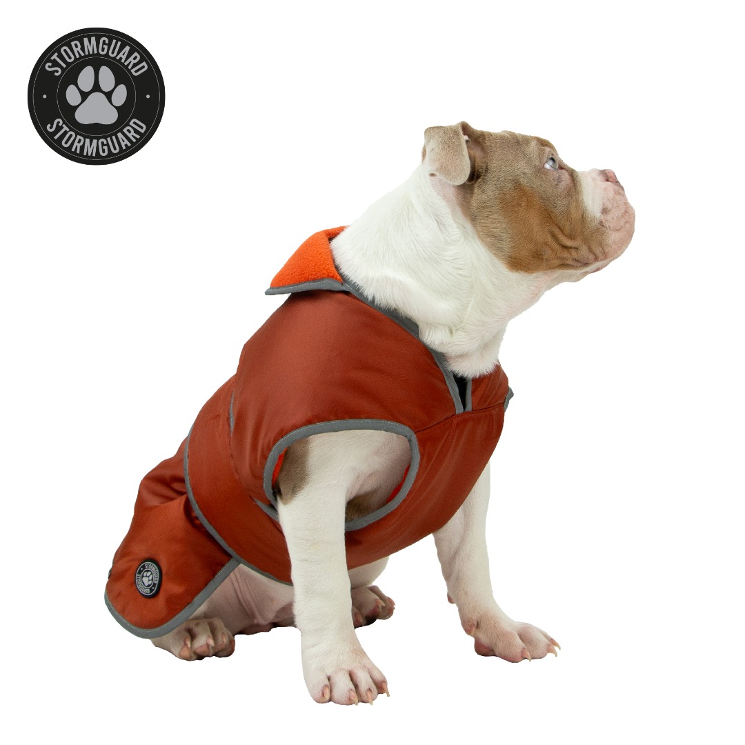 Ancol Muddy Paws Stormguard Terracotta Waterproof Fleece Lined Dog Coat