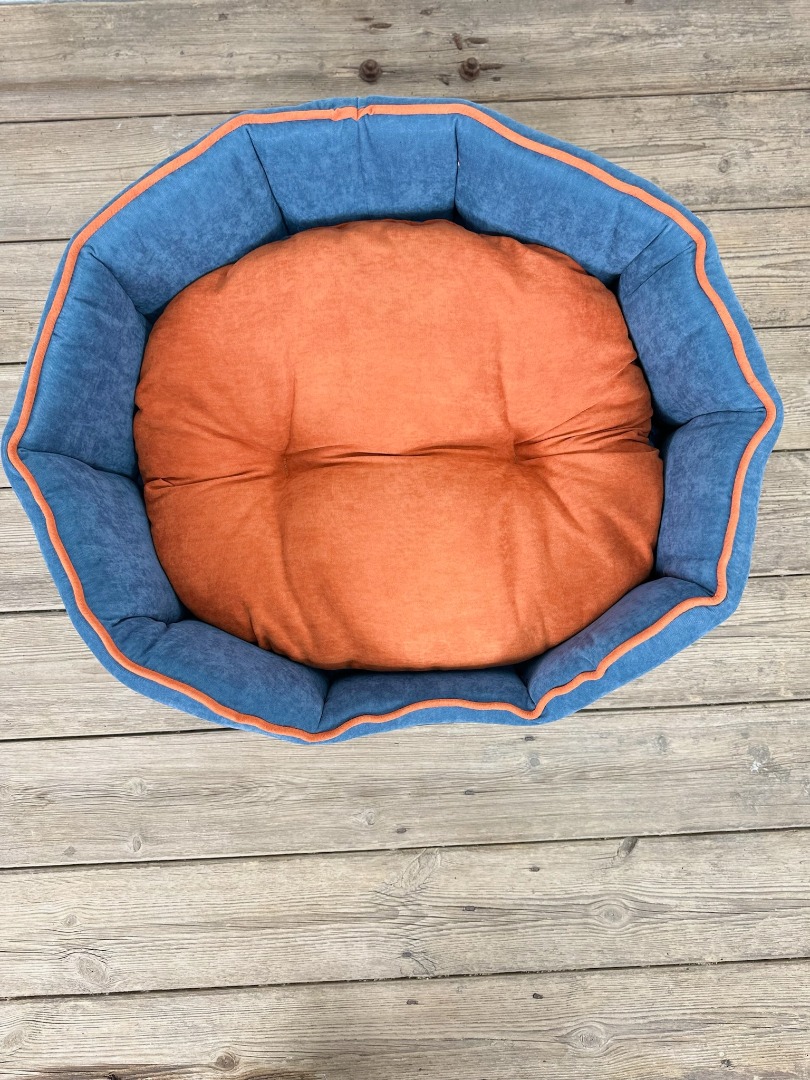 Eco-friendly  recycled Fabric Round Dog Beds Soft Comfy Made in Somerset UK