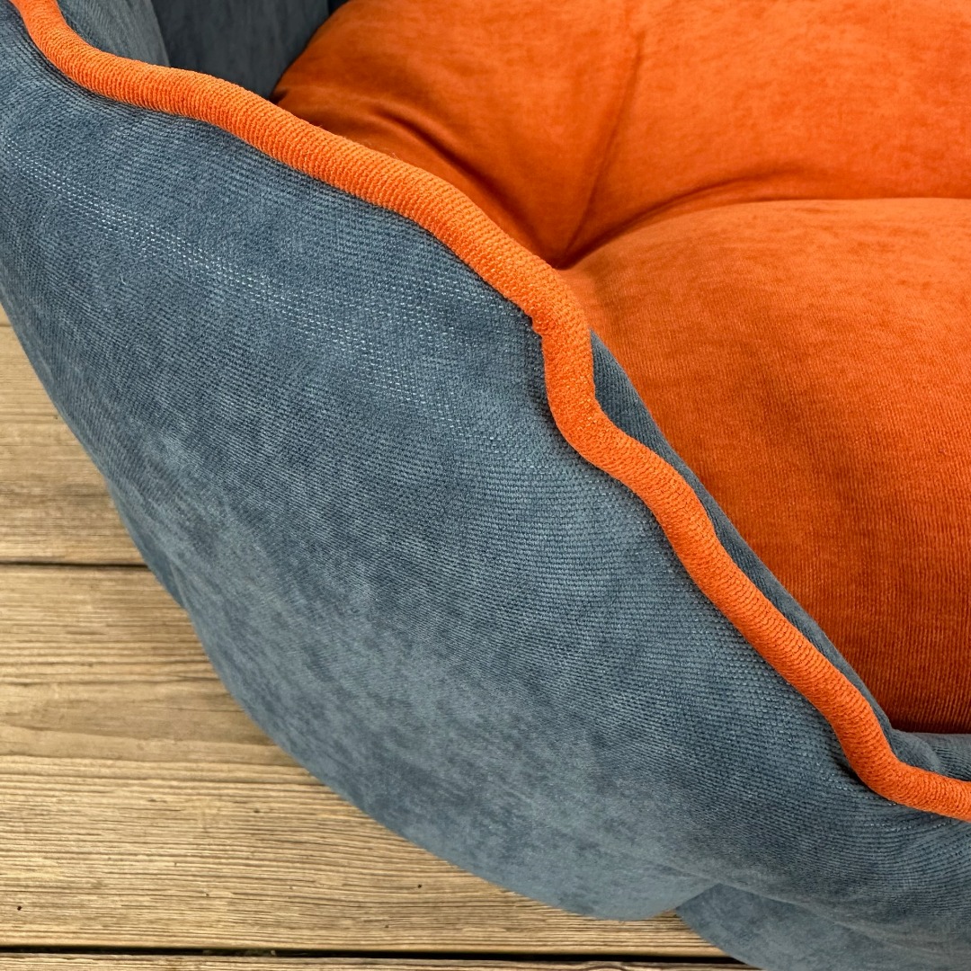 Eco-friendly  recycled Fabric Round Dog Beds Soft Comfy Made in Somerset UK