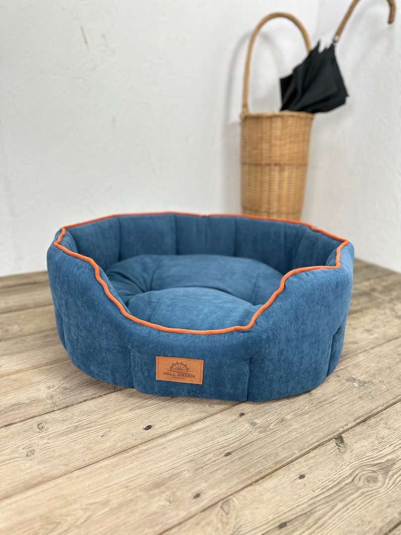 Eco-friendly  recycled Fabric Round Dog Beds Soft Comfy Made in Somerset UK