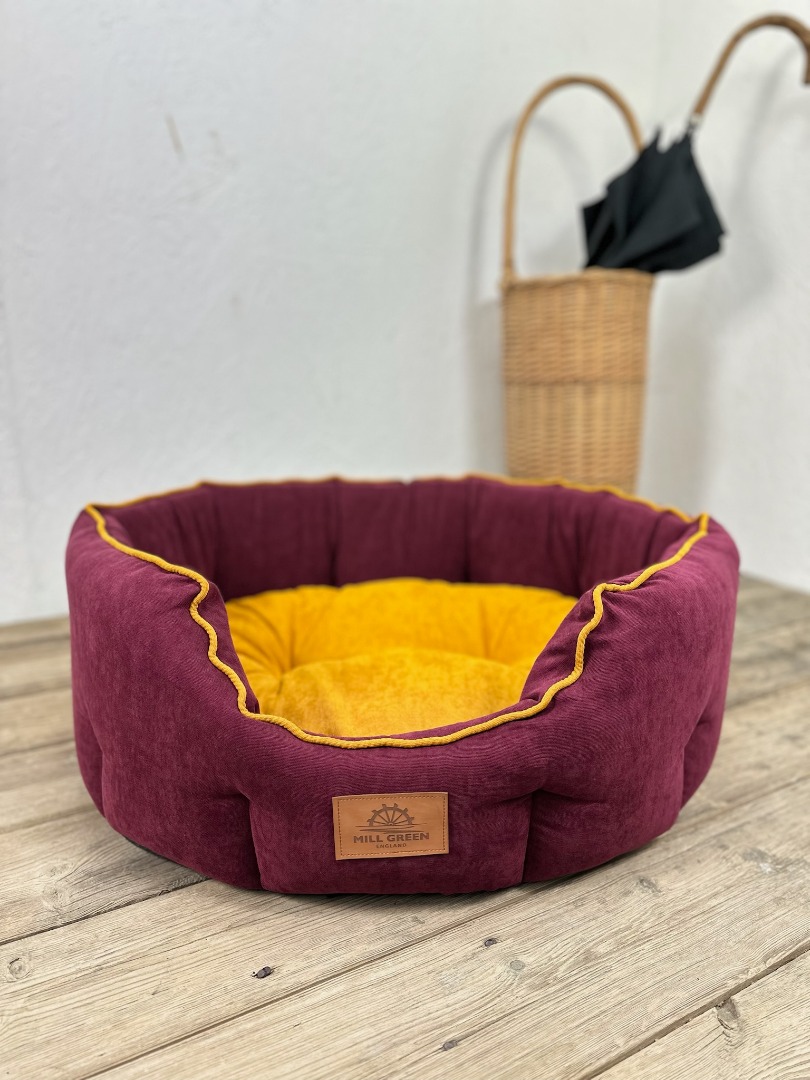 Eco-friendly  recycled Fabric Round Dog Beds Soft Comfy Made in Somerset UK