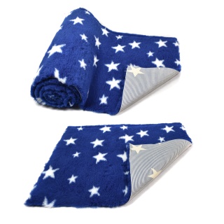 Navy Blue White Star high grade Vet Bedding non-slip back bed fleece for pets