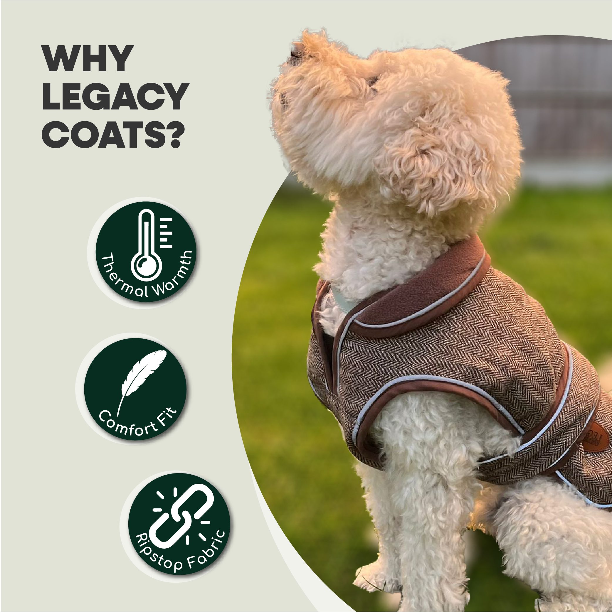 HugglePets Legacy Herringbone Dog Coat