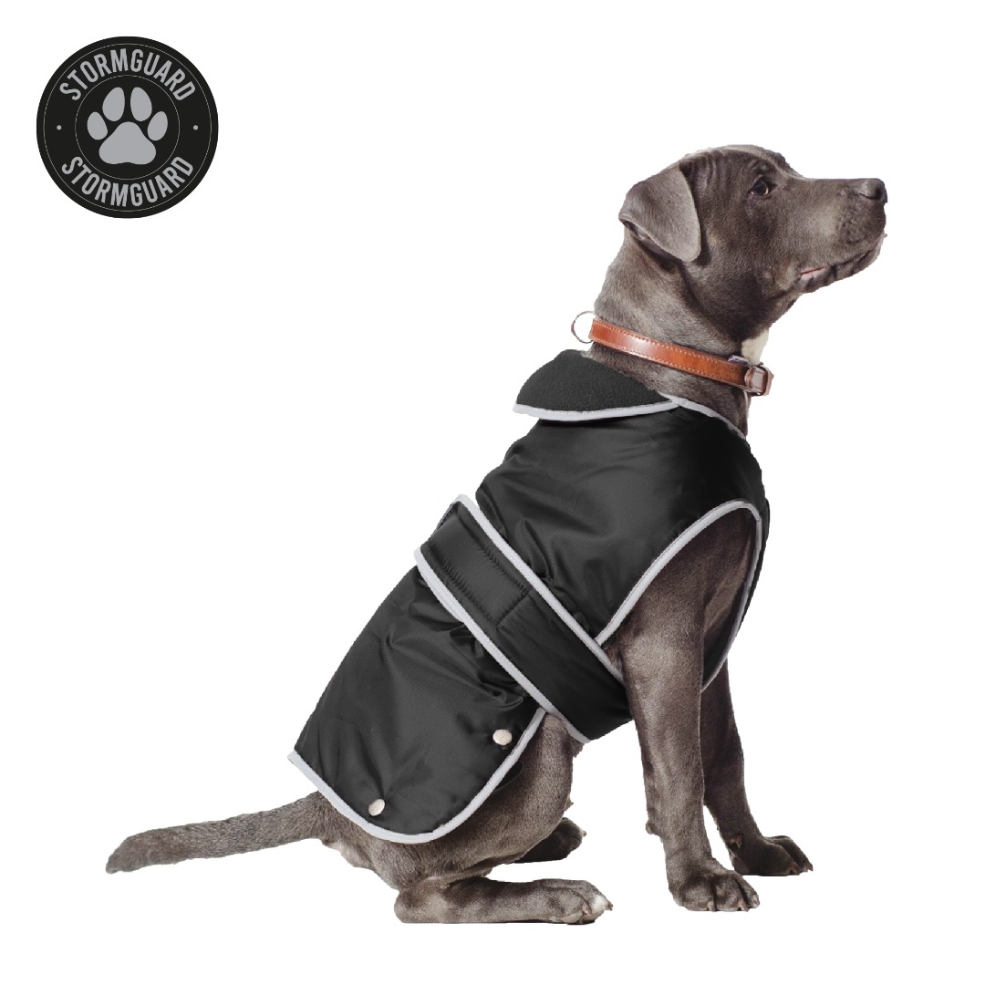 Ancol Muddy Paws Stormguard Black Waterproof Fleece Dog Coat